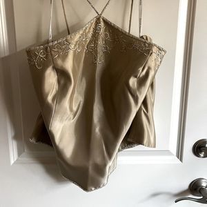 David’s Bridal champagne formal jeweled top